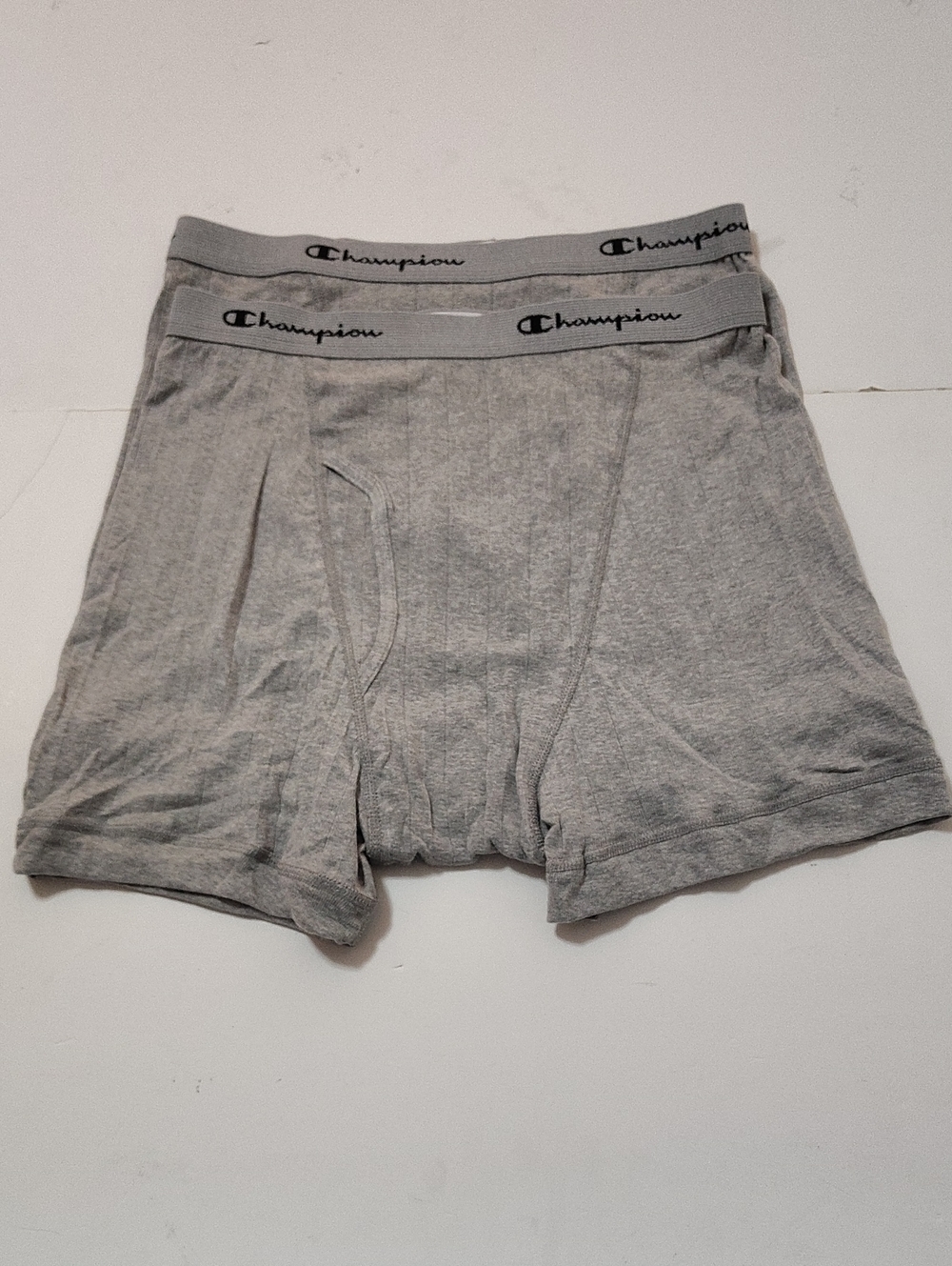 Vintage Ribbed Champion Men's Gray Boxer Briefs with Logo Waistband -2 Pk -Sz M